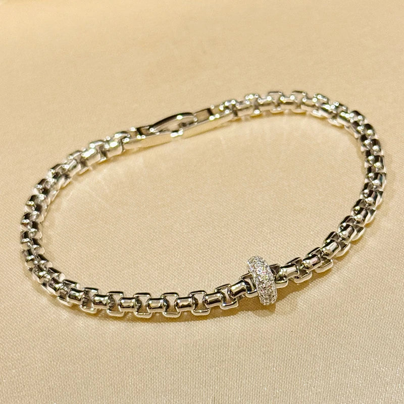 Luxury Brand Pure 925 Sterling Silver Jewelry For Women Rock Design Vintage Silver Diamond Steam Punk Jewelry Party Bracelet