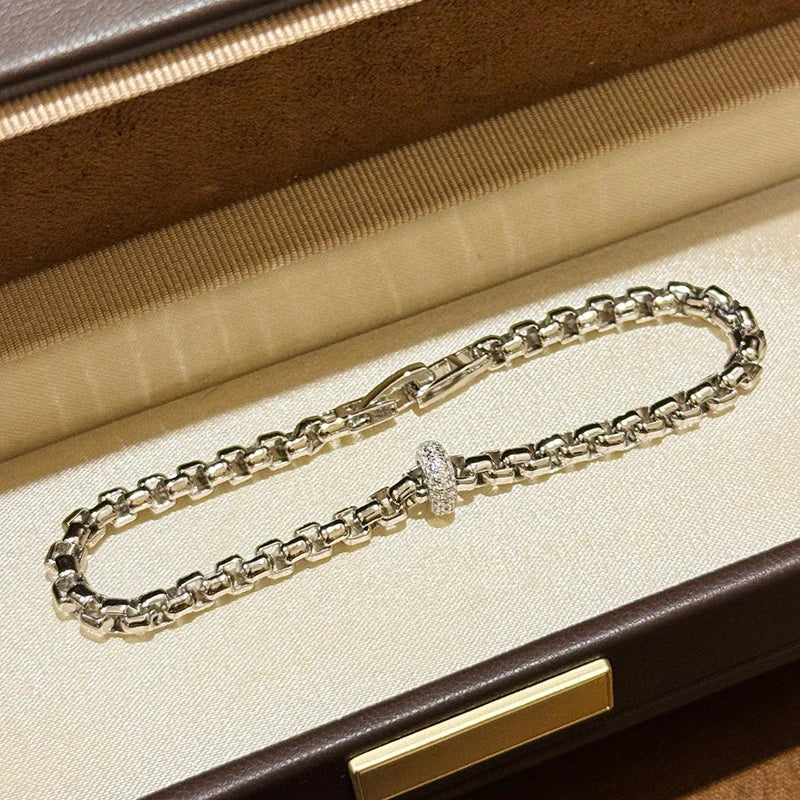 Luxury Brand Pure 925 Sterling Silver Jewelry For Women Rock Design Vintage Silver Diamond Steam Punk Jewelry Party Bracelet
